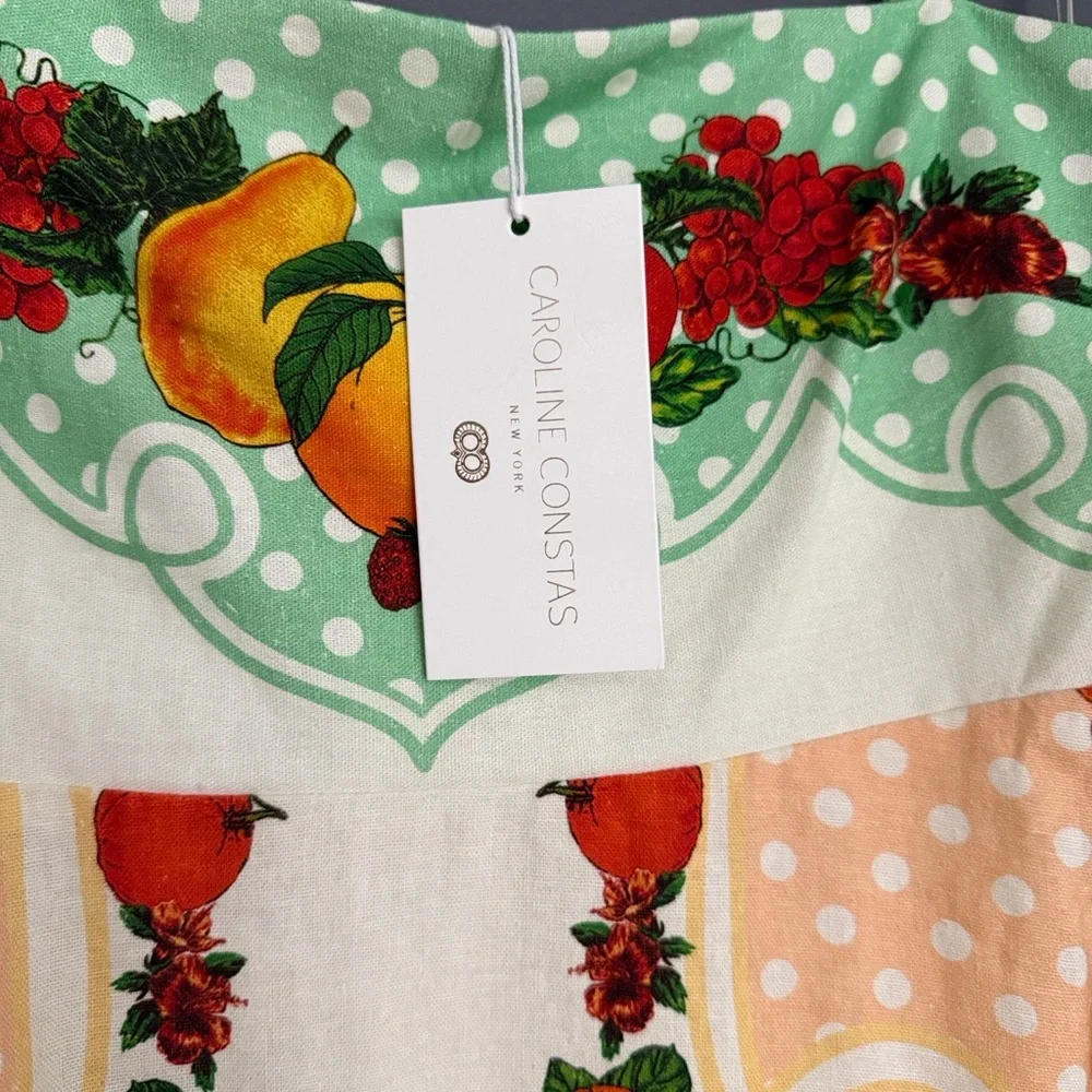 NWT Caroline Constas Linen Cotton Blend Tent Citrus Print Dress